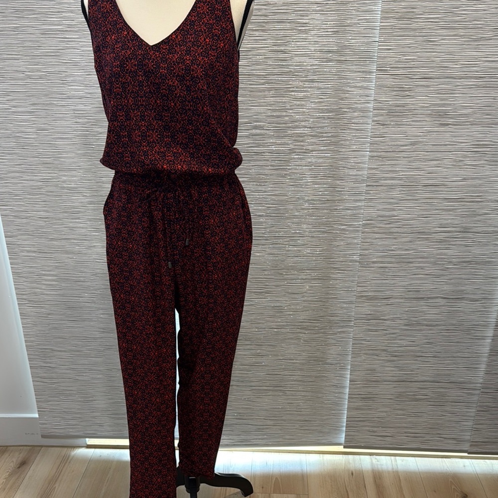 Splendid Red Patterned Jumpsuit Size Medium